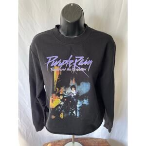 Prince Purple Rain Cropped Sweatshirt Black M